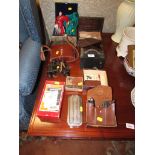 VINTAGE ITEMS INCLUDING ELECTRIC SCHICK SHAVER (ANTIQUE ITEM), HAIR CLIPPERS, BINOCULARS, BAKELITE