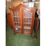 NARROW OAK GLAZED BOOKCASE