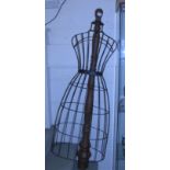 WROUGHT METAL AND TURNED WOOD DRESS FORM (A/F)