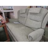 SHERBORNE 'MALVERN' TWO-SEATER ELECTRIC RECLINING SOFA IN PALE GREEN UPHOLSTERY (BOUGHT DECEMBER
