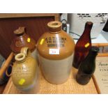 STONEWARE BOTTLES (ONE BRANDED E.G.TRUMP SIDMOUTH), TEA ADVERT AND TWO COMMERCIAL BOTTLES STAMPED '