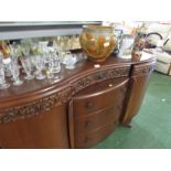 MID WOOD VENEERED 1930'S STYLE SIDEBOARD WITH FOUR CENTRAL DRAWERS AND TWO CUPBOARD DOORS