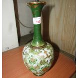 ROYAL DOULTON STEM VASE WITH GREEN AND GILT FLORAL DECORATION