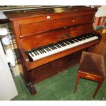 JOHN BROADWOOD & SONS OF LONDON UPRIGHT PIANO IN MAHOGANY CASE, TOGETHER WITH PIANO STOOL