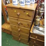 TALL AND NARROW PINE CHEST OF FIVE DRAWERS