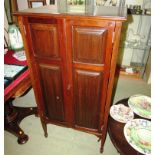 MAHOGANY TWO DOOR MUSIC CABINET WITH FIVE INTERNAL SHELVES (KEY IN OFFICE)