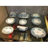 ASHLEY MINIATURE BLUE AND WHITE PATTERNED CHINA TABLEWARE INCLUDING PLATES AND TUREENS