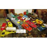 SHELF OF VINTAGE DIE-CAST MODEL CARS AND VEHICLES (A/F)