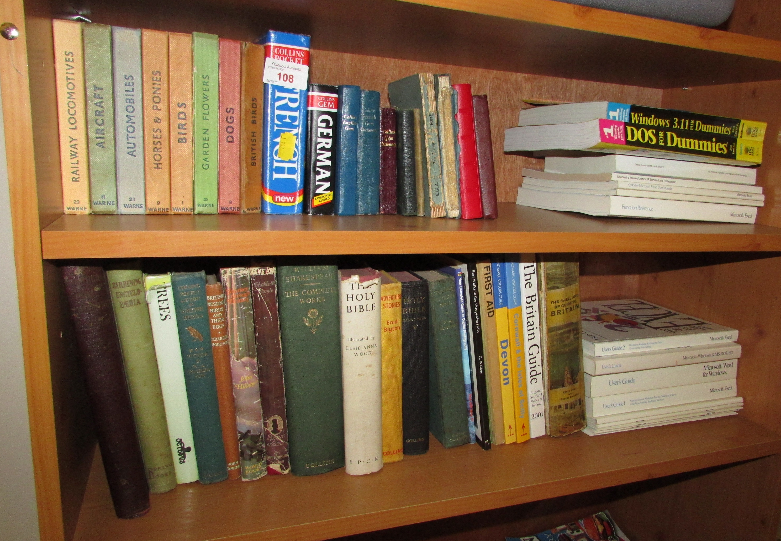 FOUR SHELVES OF BOOKS INCLUDING OBSERVER 'BOOK OF' TITLES