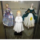 THREE ROYAL DOULTON FIGURINES - HN1978 'BEDTIME', HN2709 'REGAL LADY' AND HN2839 'NICOLA'