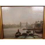 John Foulger (1942-2007) - 'The Thames at Tower Bridge', oil on board, signed lower right, (19cm x