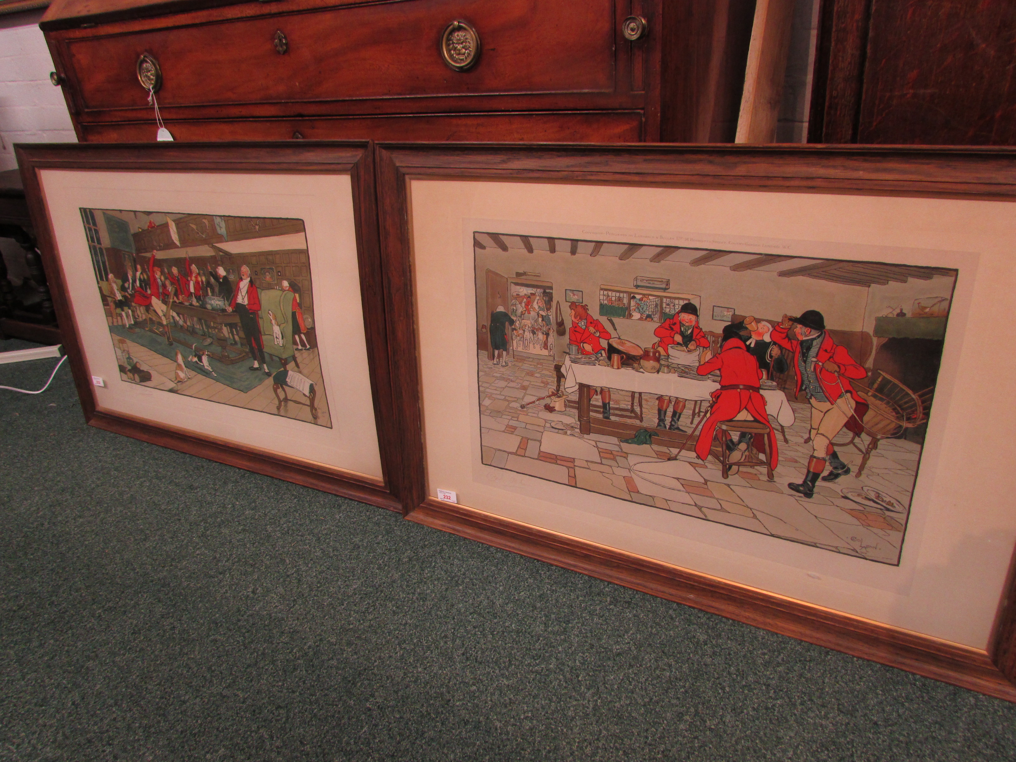 After Cecil Aldin (1870-1935) - two 'Fallowfield' colour prints - 'The Hunt Supper', signed and
