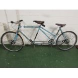 Vintage Raleigh Sun Wasp tandem bicycle with one Brooks saddle and one Wrights saddle (ladies
