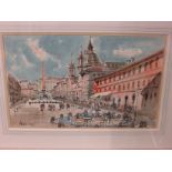 Piazza Navona, watercolour, signed Art(?) and dated 1960 lower left, (34cm x 53.5cm) F&G