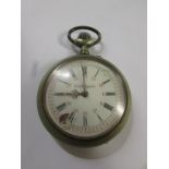Large open face pocket watch with dial marked Colombophile, Roman chapter with inner index