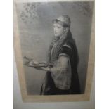 Victorian print dated 1882, girl with lemons in Eastern attire, F&G