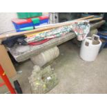 LARGE STONEWARE GARDEN BENCH (THREE PIECES)