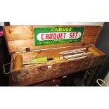 JAQUES CROQUET SET IN PINE BOX (A/F)