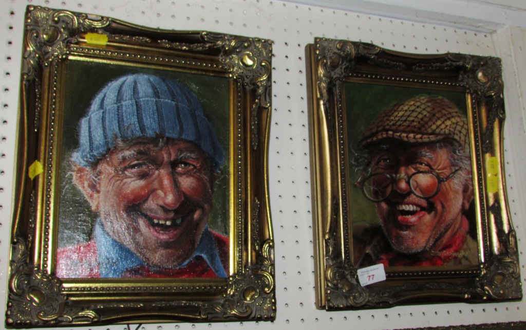 TWO FRAMED OIL ON BOARDS OF OLD MEN SIGNED JACK GASCOIGNE LAMB - 'THE ETERNAL OPTIMIST' AND 'WITH