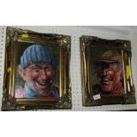 TWO FRAMED OIL ON BOARDS OF OLD MEN SIGNED JACK GASCOIGNE LAMB - 'THE ETERNAL OPTIMIST' AND 'WITH