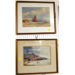 WATERCOLOUR OF SIDMOUTH SEAFRONT WITH INDISTINCT SIGNATURE AND DATE LOWER LEFT; AND WATERCOLOUR OF