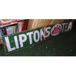 VINTAGE LIPTONS TEA ENAMEL ADVERTISING SIGN (A/F)