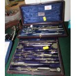 HALDEN PREMIERE CASED SET OF DRAWING INSTRUMENTS AND A.G.THORNTON CASED SET OF DRAWING IMPLEMENTS