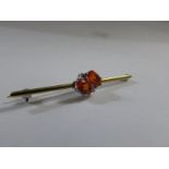 18ct gold brooch believed to be set with fire opal