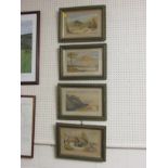 W Flint 1884, four watercolours of cottage and mountain scene, 24cm x 15cm, F&G