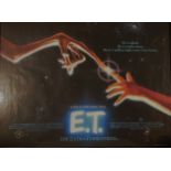 A quad poster 'E.T.' the extra terrestrial. Framed 60 x 106