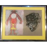 JANE URQUHART. An impressionist watercolour picture depicting good and evil. 72 x 56