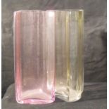 Christopher Williams. 'bookend' glass vases. 26cm high