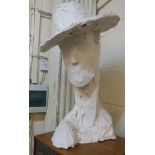 MAN IN HAT. Plaster sculpture by OLWEN TARRANT