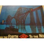 A travel poster depicting the forth bridge. 'Over the Forth to the North'