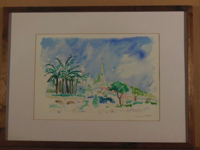 CHARLIE HOLT. Watercolour 'Casa Gaudi' Framed, signed. 64 x 47