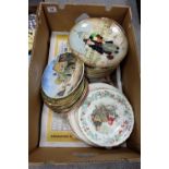 A large collection of decorative plates to include royal Doulton in include balloon man and women