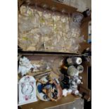A mixed collection of items to include glassware, resin figures, ceramic busts,