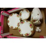 A collection of Royal Albert Old Country Rose tea ware to include dinner plates, side plates,