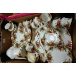 A collection of Royal Albert Old Country Rose tea ware to include coffee set, cake stand,