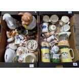 A collection of pig related items to include Goebel figures, embossed jug, condiments sets,