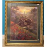 Large framed print of riverside scene ov
