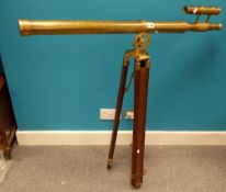 Reeproduction Brass and Mahogany telescope on tripod stand