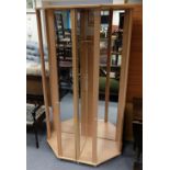 2 Large modern glass fronted display cabinets mirror backed with shelves