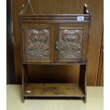 Arts and Craft oak and copper panelled smokers cabinet