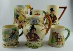 A good collection of Crown Devon musical jugs and mugs to include John Peel,