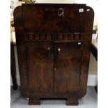 Dark Wood fitted Art deco cocktail cabinet