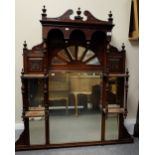 Edwardian carved walnut over mantle mirror