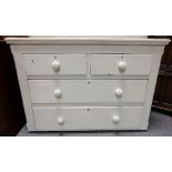 Pine painted two over two chest of drawers (no feet)