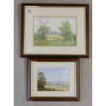 Two framed watercolours under glass of l