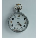 Helvetia Military pocket watch with white dial marked to the back with broad arrow GS/TP P48533 ,